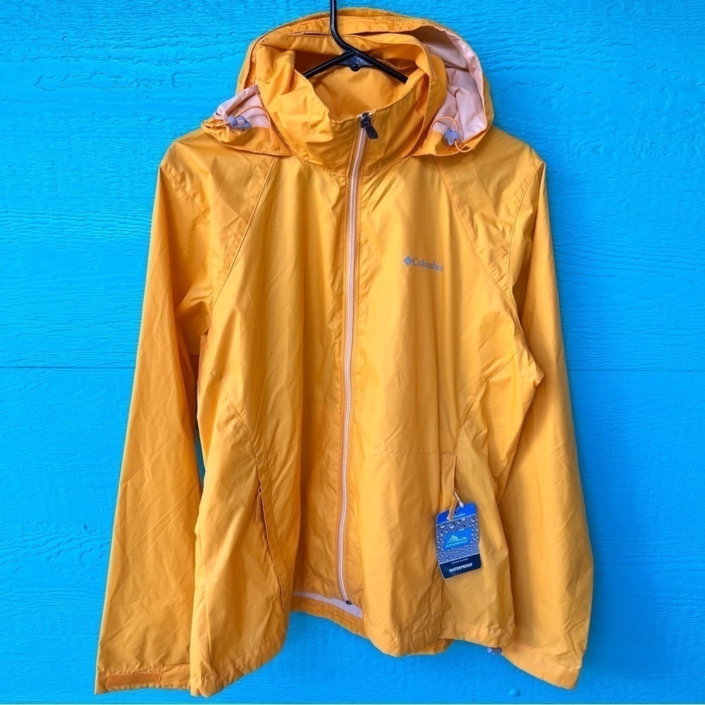 COLUMBIA SWITCHBACK III RAIN WIND WATERPROOF HOOD JACKET SIZE XL YELLOW NWT - Picture 2 of 12
